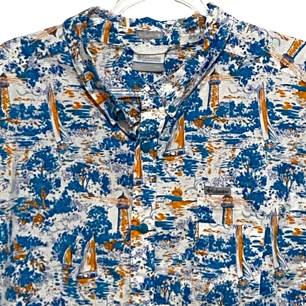 Columbia Mens Button Down Shirt XXL‎ Regular Fit Coastal Oceancore Adventurecore